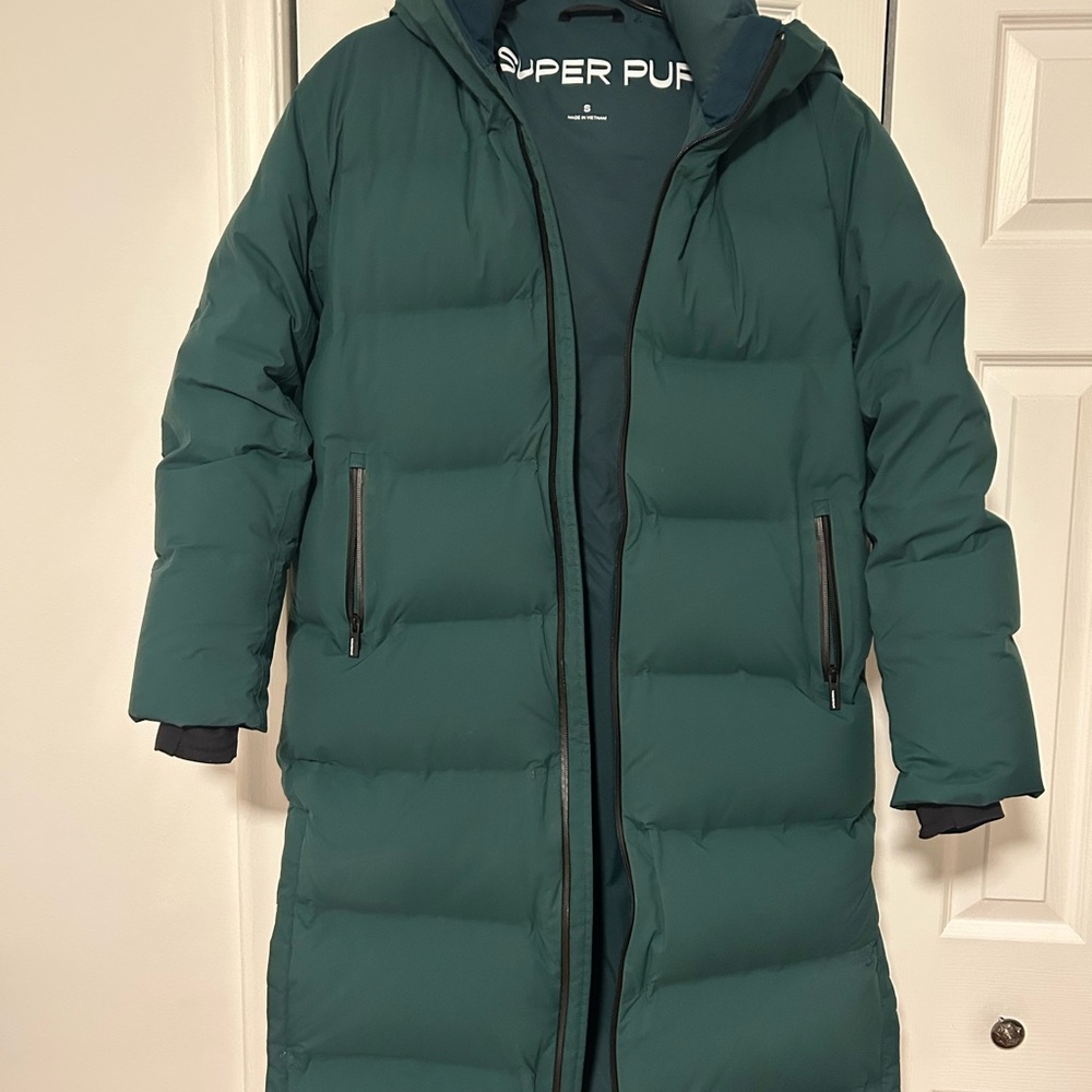 Aritzia Super Puff Long Green Coat